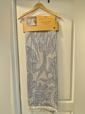 Lumahome By Lumatex Floral Throw Blanket Made In Portugal 100% Cotton 50" x 70"